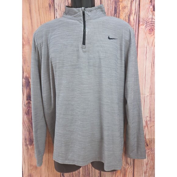Nike Mens Dri-Fit Quarter-Zip Long Sleeve Pullover Shirt Large Gray - Picture 1 of 7